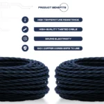 5m Blue Twisted 2 Core Electric Fabric Cable - Vintage Style, Ideal for Lamp Wiring & DIY Projects - Image 6