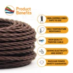 5m Blue Twisted 2 Core Electric Fabric Cable - Vintage Style, Ideal for Lamp Wiring & DIY Projects - Image 9