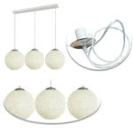 Elegant White Rattan Globe Light - Multi Outlet Lattice Wicker Design - E27 Pendant Lamp for Home & Cafe - Image 4