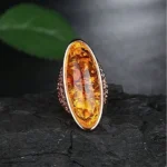 Lava Ring in Fiery Oval Opal - Rose Gold Plated Statement Ring with Filigree Design