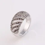 Markeza Ring in Semi-Precious Marcasite Pave Crystals Elegant Art Deco Jewelry for Vintage Glamour