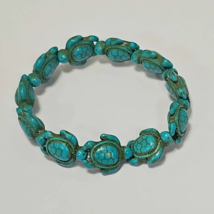 Survivor Turtle Bracelet - Handcrafted Bohemian Turquoise Stretch Bracelet for Good Health and Long Life - Image 1