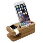 iPhone and iWatch Docking and Charging Station in Natural Wood - Stylish & Functional Organizer - Image 2