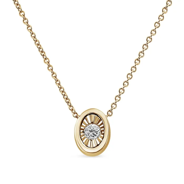 10K Yellow Gold Plated .925 Sterling Silver Diamond Pendant Necklace, 18" - Multiple Shapes Available - Image 1
