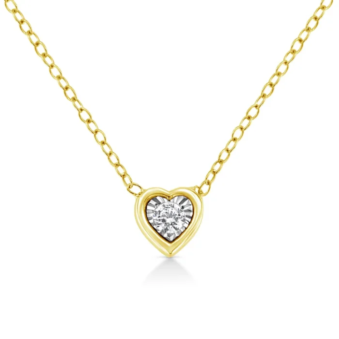 10K Yellow Gold Plated .925 Sterling Silver Diamond Pendant Necklace, 18" - Multiple Shapes Available - Image 2