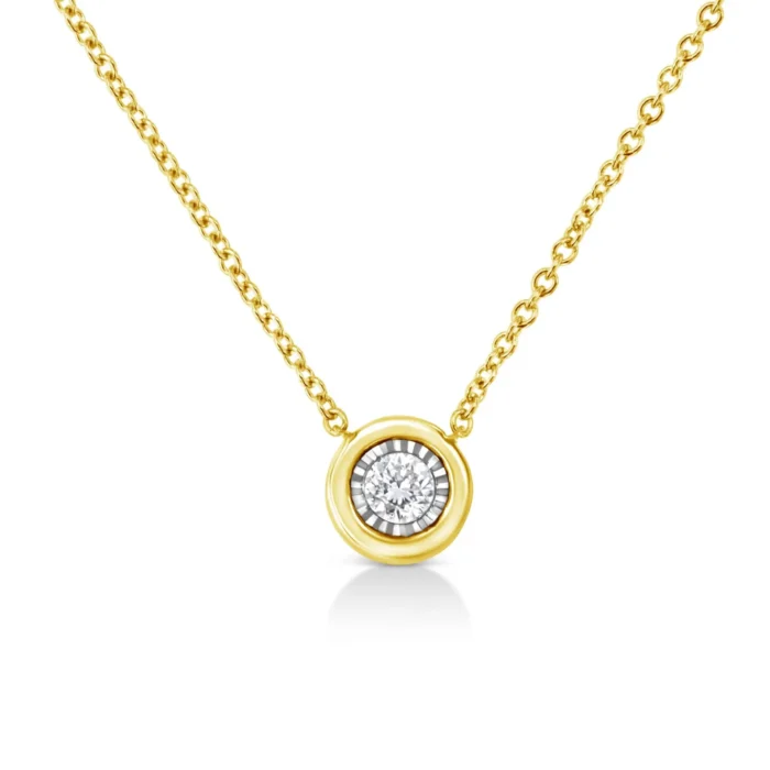 10K Yellow Gold Plated .925 Sterling Silver Diamond Pendant Necklace, 18" - Multiple Shapes Available - Image 3