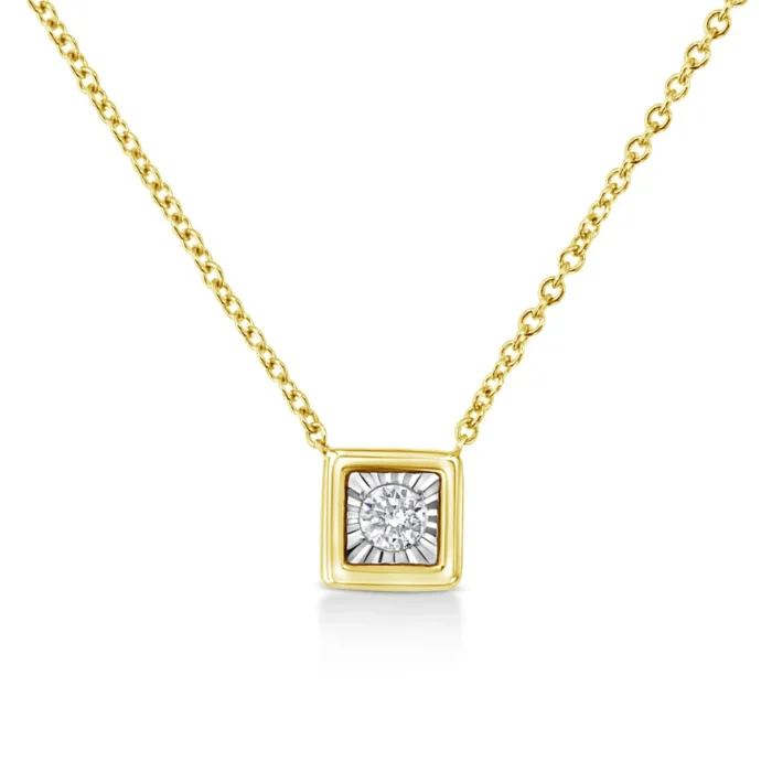 10K Yellow Gold Plated .925 Sterling Silver Diamond Pendant Necklace, 18" - Multiple Shapes Available - Image 4