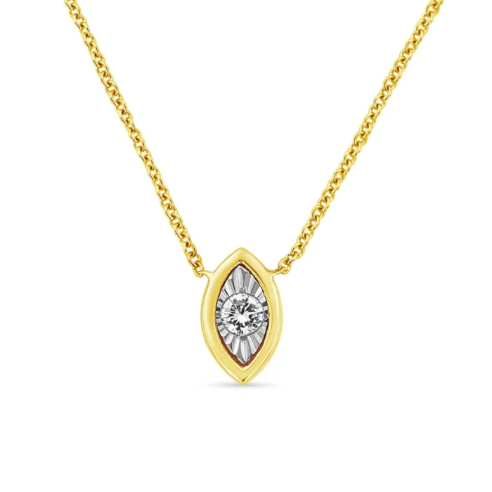 10K Yellow Gold Plated .925 Sterling Silver Diamond Pendant Necklace, 18" - Multiple Shapes Available - Image 7