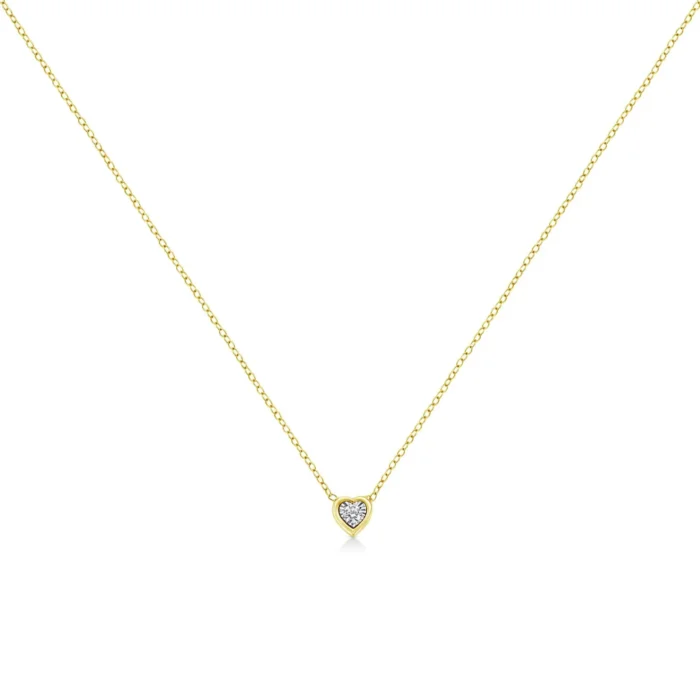 10K Yellow Gold Plated .925 Sterling Silver Diamond Pendant Necklace, 18" - Multiple Shapes Available - Image 9