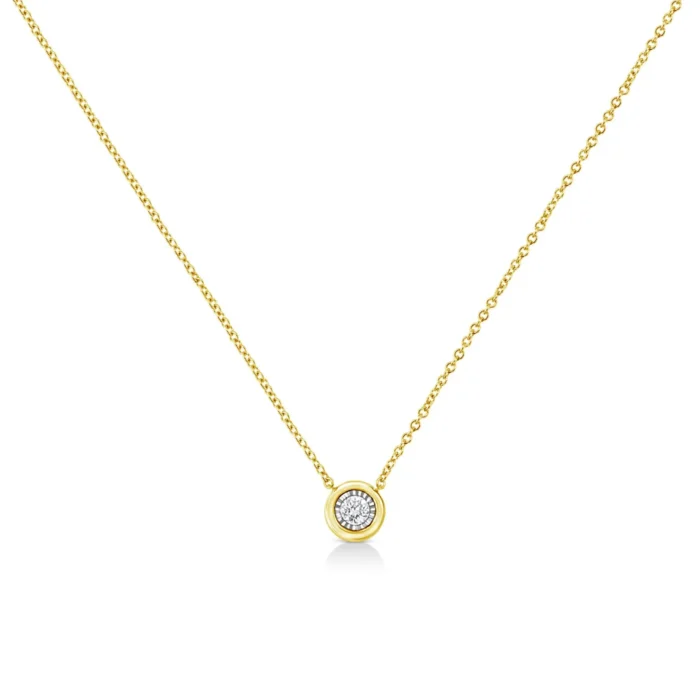 10K Yellow Gold Plated .925 Sterling Silver Diamond Pendant Necklace, 18" - Multiple Shapes Available - Image 10