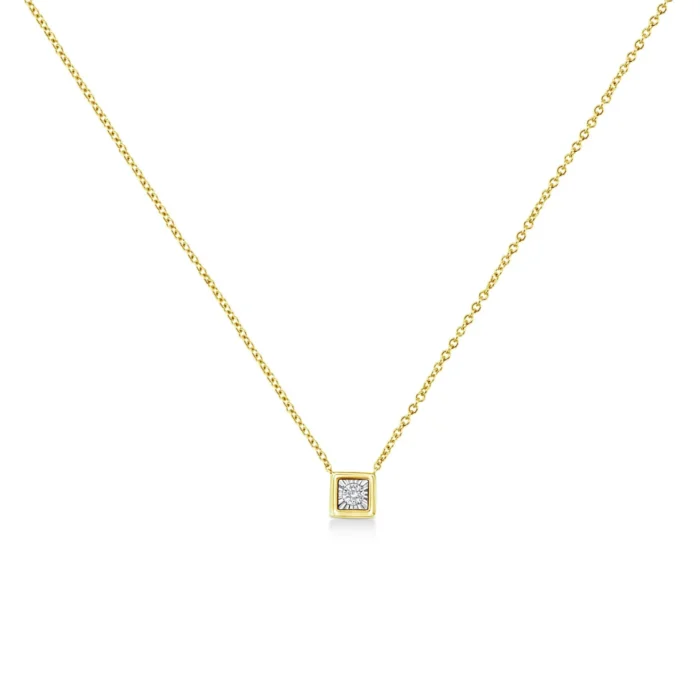 10K Yellow Gold Plated .925 Sterling Silver Diamond Pendant Necklace, 18" - Multiple Shapes Available - Image 11