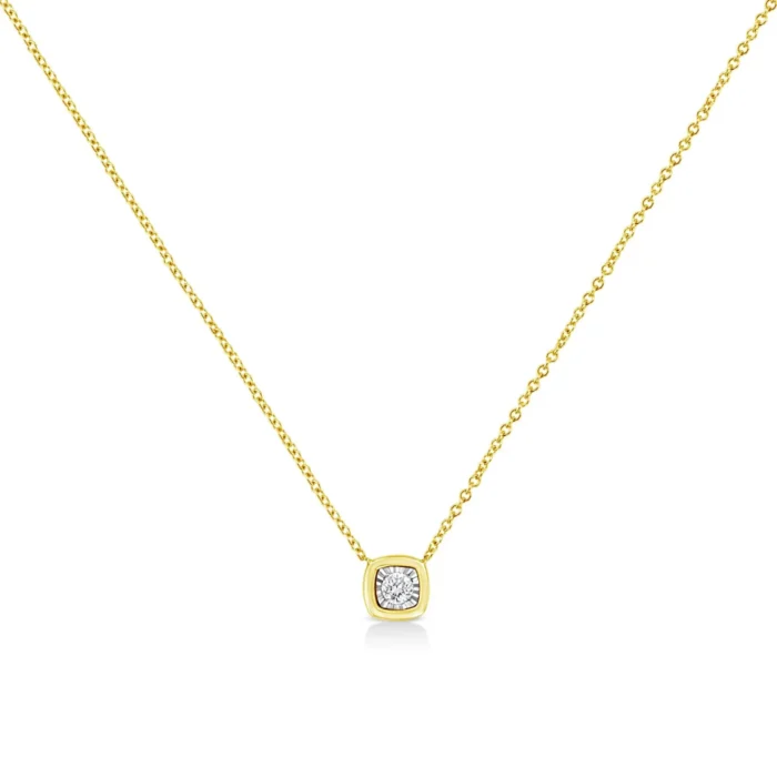 10K Yellow Gold Plated .925 Sterling Silver Diamond Pendant Necklace, 18" - Multiple Shapes Available - Image 13