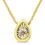 10K Yellow Gold Plated .925 Sterling Silver Diamond Pendant Necklace, 18" - Multiple Shapes Available - Image 16