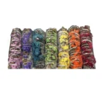 Gift Pack White Sage with Sinuata Flower 4" (Chakra Colors) - Hand-Rolled, Chakra Cleansing Smudge Sticks