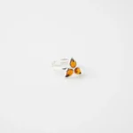 Subtle Flower Adjustable Ring - Elegant Baltic Amber & Sterling Silver Jewelry