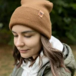 HAAKWEAR Theta-Stitch Cuffed Beanie - USA Made, Unisex, Camel Brown, One Size
