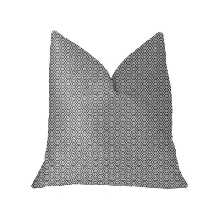 Myriad Hexagon Blue and Beige Luxury Throw Pillow - Handmade Comfort | Made in USA - Image 1