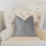 Myriad Hexagon Blue and Beige Luxury Throw Pillow - Handmade Comfort | Made in USA - Image 2