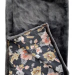 Two Tone Gray/Amber Handmade Luxury Throw with Floral Backing - Elegant & Cozy Home Decor