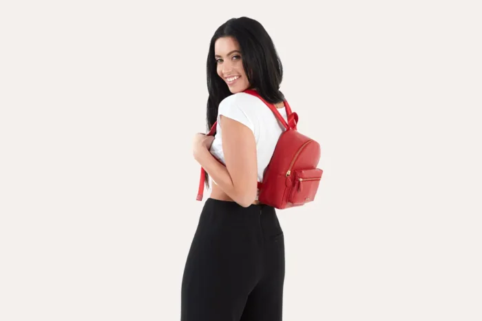 Itty-Bitty Pebble Leather Backpack - Compact, Stylish, Adjustable Straps, Internal Zipper Pocket - Image 9