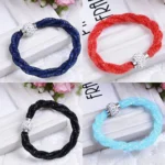 Sparkling Crystal Halo Rope Bracelet with Magnetic Clasp - Shimmering Wire Mesh Design - Image 8