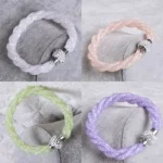 Sparkling Crystal Halo Rope Bracelet with Magnetic Clasp - Shimmering Wire Mesh Design - Image 9