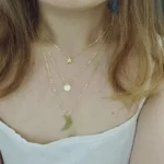 Heavenly Moon Sun Star Necklace - 18k Gold & Silver Rhodium Plated, Celestial Tri-Charm Design, Perfect Gift