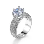 Fascination Ring with Facetted CZ and Pave Band - Sterling Silver | Shimmering Statement Jewelry | Perfect Gift