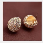 Pretty Petals Earrings in Diamond Crystals - Elegant Golden Stud Earrings