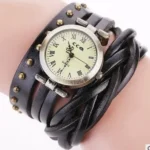 Nigella Wrap Style Watch - Elegant Vegan Leather, Quartz Movement, Wide Braids with Five Strands