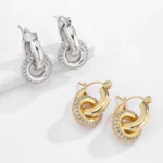 Diva Donut Loop Earrings - Elegant Golden & Silver Hoops with Pave Crystals for a Luxurious Look