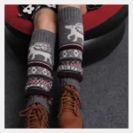 Reindeers Crossing Xmas Leg Warmers - Cozy & Stylish Holiday Knit Accessories