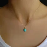 Elegant Gold-Plated Turquoise Heart Pendant Necklace with Adjustable Chain | Perfect Gift in Beautiful Gift Box