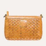 Stylish Weaved Crossbody Bag - Genuine Washed Leather, Adjustable Strap, Zipper Closure