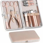 18-in-1 Lovely Lady DIY Manicure Pedicure Tool Set | Stainless Steel | Rose Gold Accents