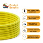 3 Core Round Vintage Braided Fabric Yellow Cable Flex - High Quality 0.75mm Lighting Wire for Antique Lamps & Chandeliers - Image 5