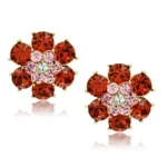 Elegant Multi-Color Brass Earrings with Top Grade Crystals - IP Gold Plated