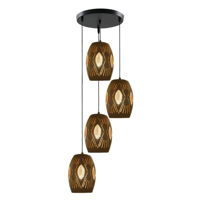 Modern 4 Way Multi Tier Ceiling Light Pendant with Eyeball Design Shades - Image 1