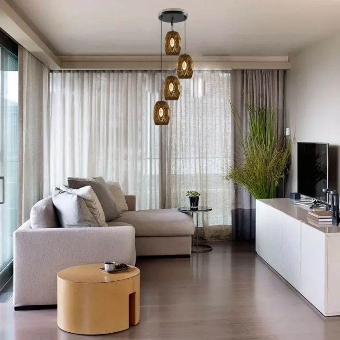 Modern 4 Way Multi Tier Ceiling Light Pendant with Eyeball Design Shades - Image 3