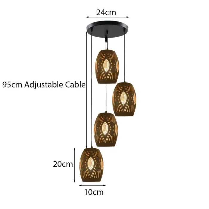 Modern 4 Way Multi Tier Ceiling Light Pendant with Eyeball Design Shades - Image 4