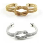 Love Me Love Knot 925 Sterling Silver & 18K Antique Gold Plated Cuff Bracelet - The Perfect Elegant Gift for Romance and Celebrations
