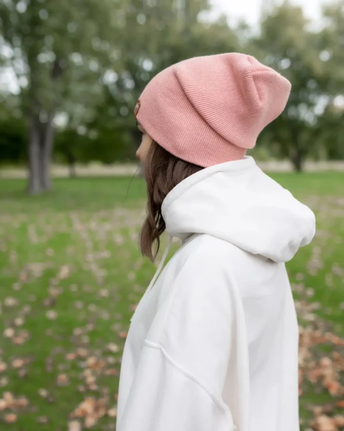 HAAKWEAR Theta-Stitch Cuffed Beanie - Made in USA (Patent Pending) - Pearl Pink | Warm & Stylish Unisex Beanie - Image 2