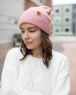 HAAKWEAR Theta-Stitch Cuffed Beanie - Made in USA (Patent Pending) - Pearl Pink | Warm & Stylish Unisex Beanie - Image 6