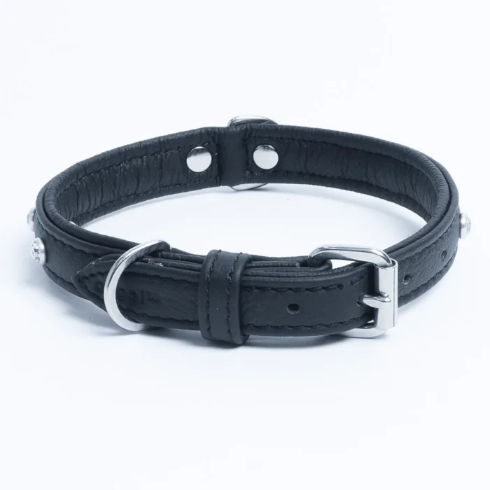 Athens Blingy Dog Collar - Luxurious Genuine Soft Cowhide with Dazzling Replica Diamonds - Image 25