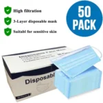 3 Layer Disposable Face Mask Blue (50 pcs) - Comfortable & High Filtration