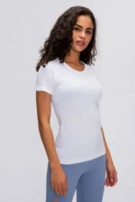 Round Neck Short Sleeve Active T-Shirt - Comfortable & Stretchy for Workouts and Everyday Wear - Image 8