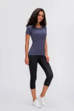 Round Neck Short Sleeve Active T-Shirt - Comfortable & Stretchy for Workouts and Everyday Wear - Image 10