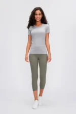 Round Neck Short Sleeve Active T-Shirt - Comfortable & Stretchy for Workouts and Everyday Wear - Image 16