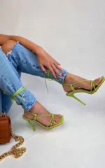 Women's Sexy Lace Up Heels - Elegant Black Faux Leather High Heels - Stylish & Comfortable - Image 3
