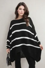 Cozy & Trendy Stripe Oversized Knitted Jumper - Perfect for Any Occasion